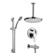 Chrome Tub and Shower Faucet Set with Rain Ceiling Shower Head and Hand Shower